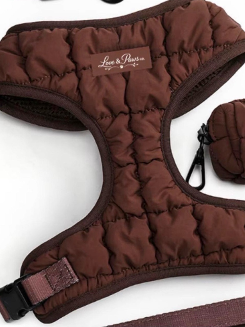 Brown Quilted Harness - Padded Comfort